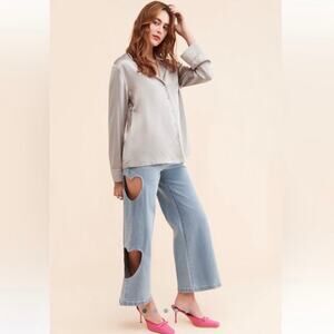 NATIVE YOUTH | Wide Leg Heart Cut Out Jeans | S